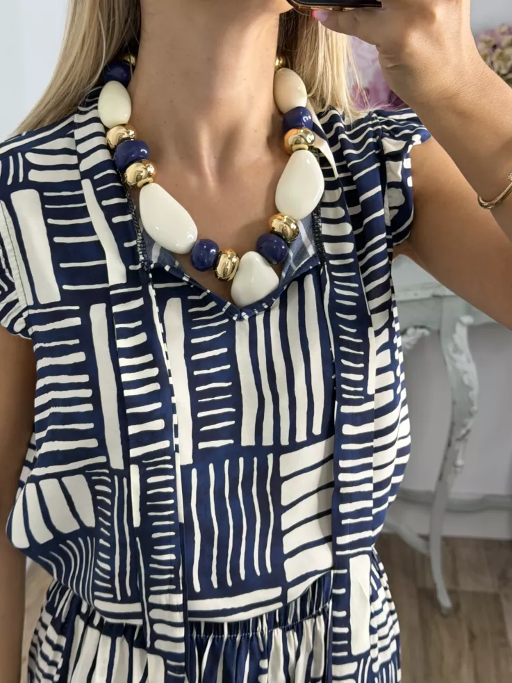 Colgante grande azul y blanco