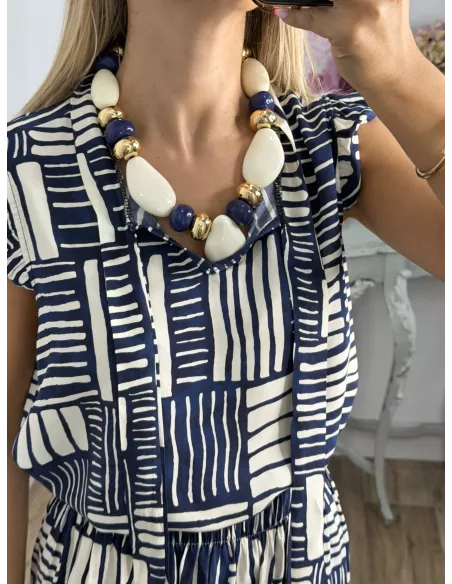 Colgante grande azul y blanco