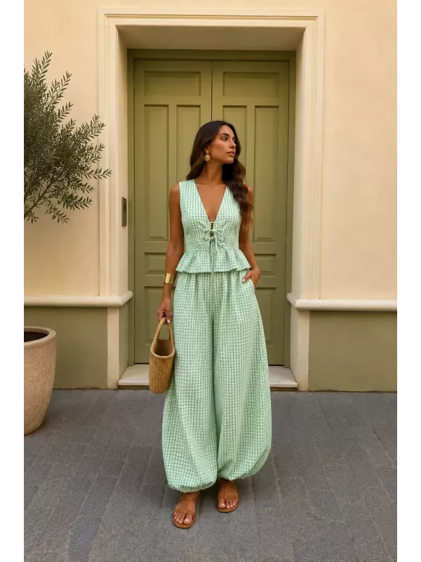 Conjunto Manuela vichy verde