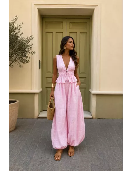 Conjunto Manuela vichy rosa