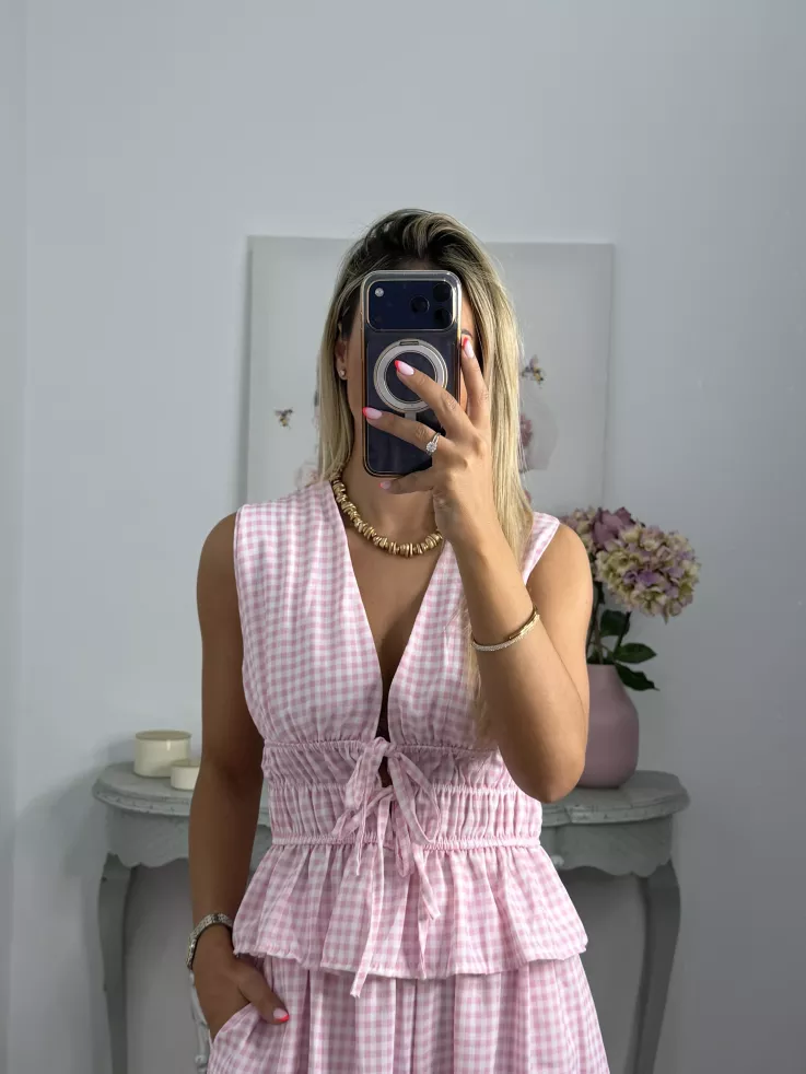 Conjunto Manuela vichy rosa