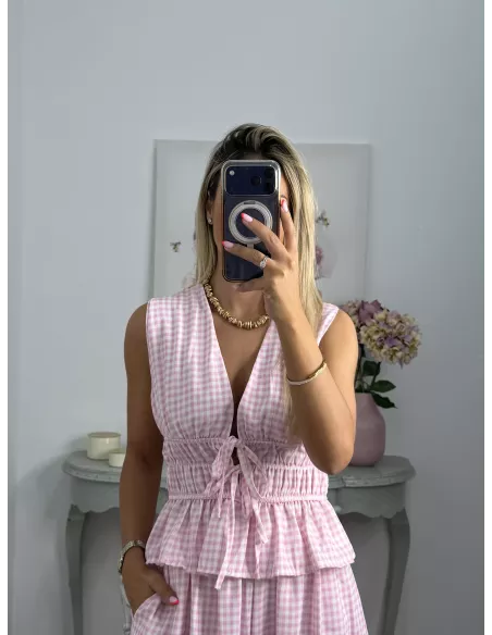Conjunto Manuela vichy rosa