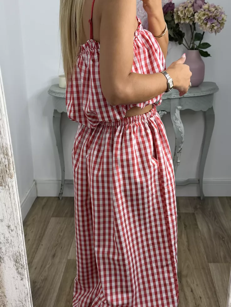 Conjunto Caparica vichy rojo