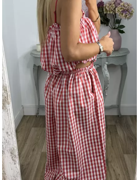 Conjunto Caparica vichy rojo