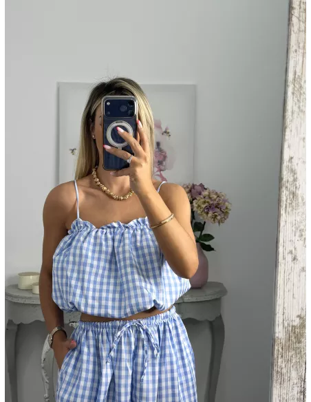 Conjunto  Caparica vichy azul