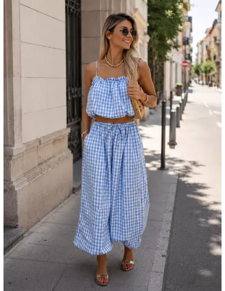 Conjunto  Caparica vichy azul
