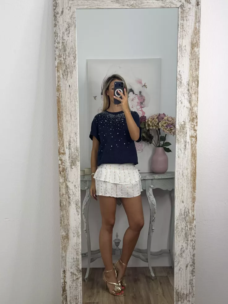 Camiseta Brillo azul efecto desgastado