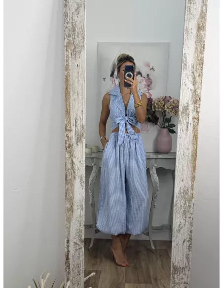 Conjunto Algarve vichy celeste