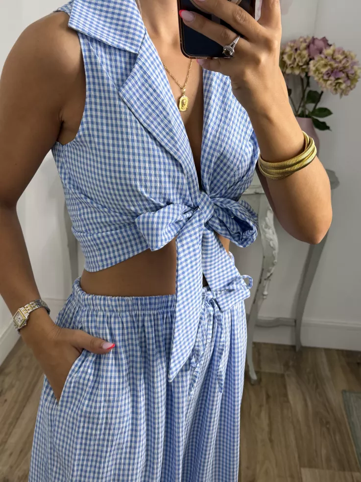 Conjunto Algarve vichy celeste
