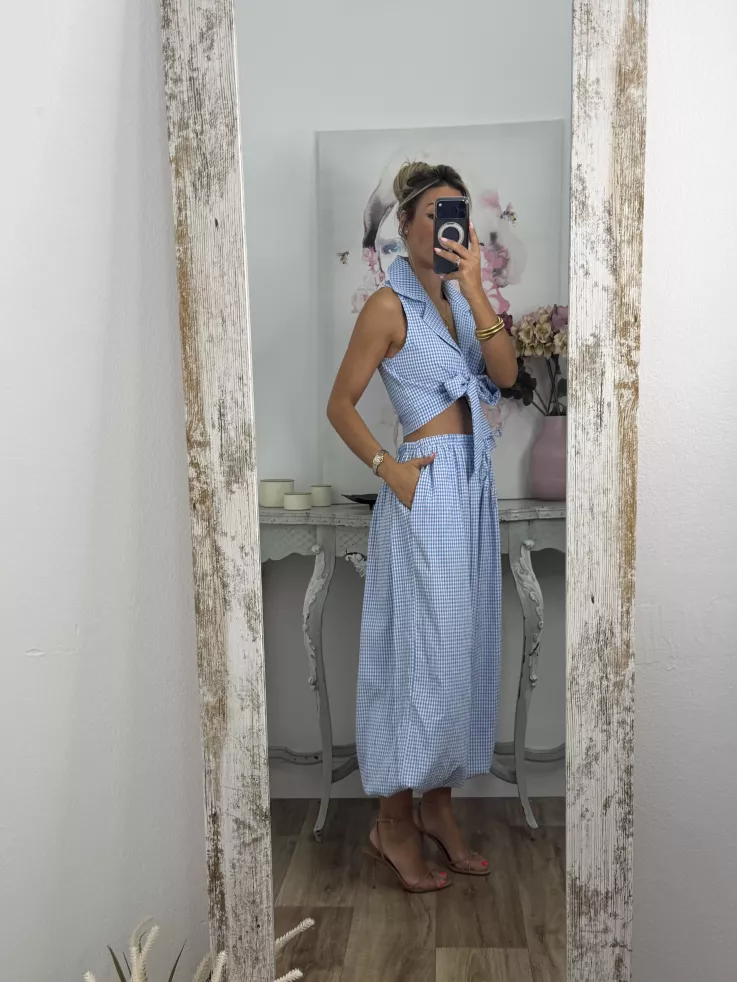 Conjunto Algarve vichy celeste