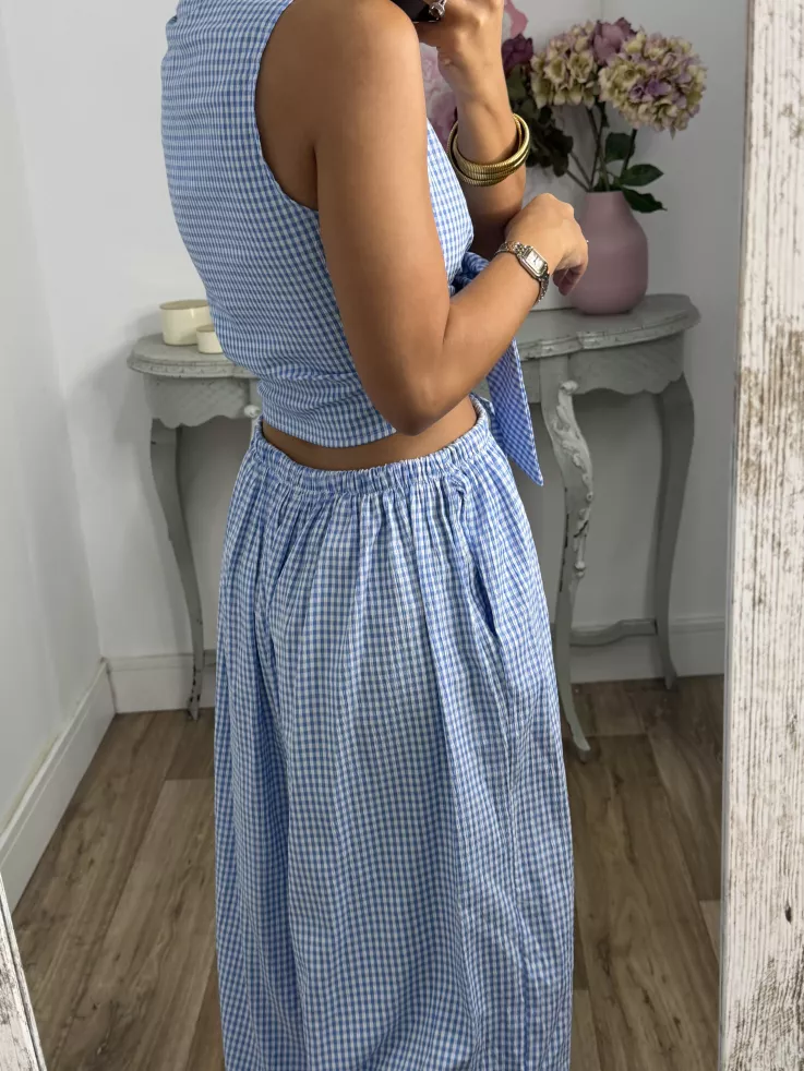 Conjunto Algarve vichy celeste