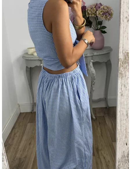 Conjunto Algarve vichy celeste