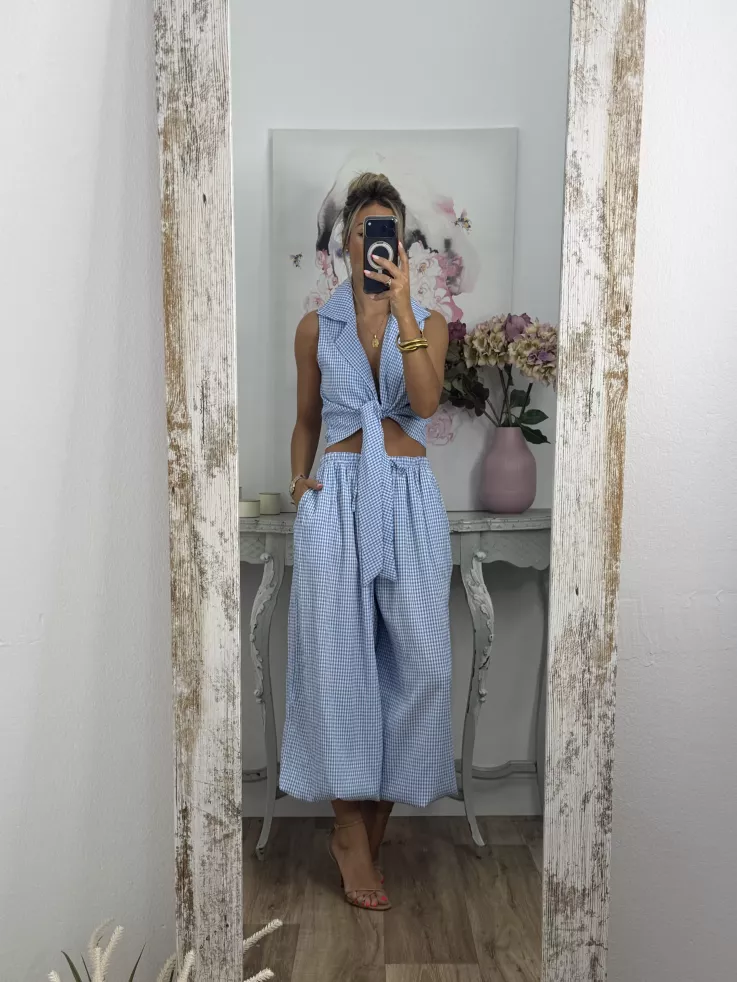 Conjunto Algarve vichy celeste