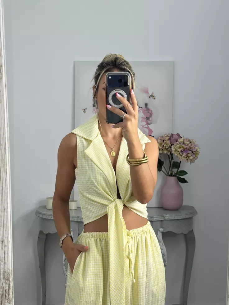 Conjunto Algarve vichy amarillo