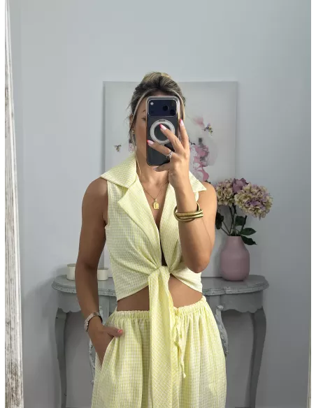 Conjunto Algarve vichy amarillo