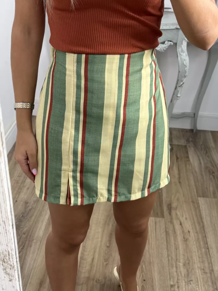 Falda Pantalón de rayas verde, naranja y amarilla