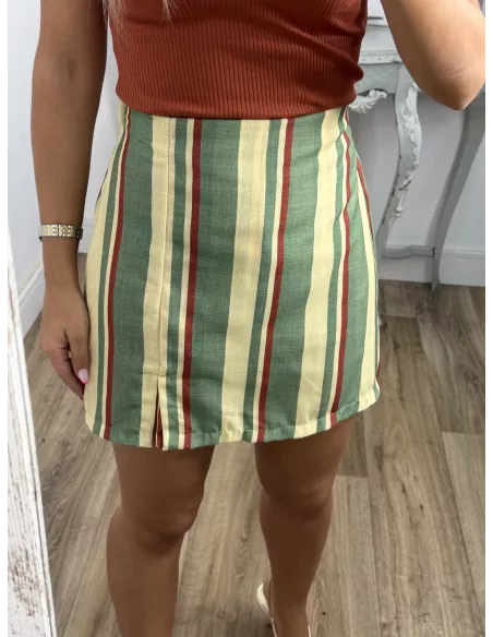 Falda Pantalón de rayas verde, naranja y amarilla