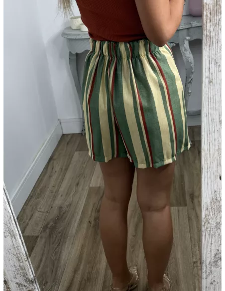 Falda Pantalón de rayas verde, naranja y amarilla