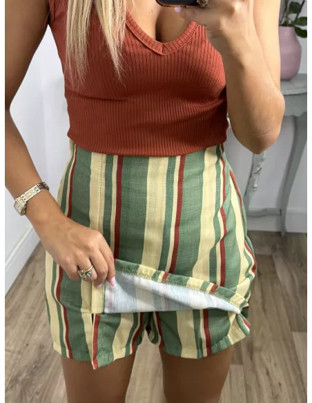 Falda Pantalón de rayas verde, naranja y amarilla