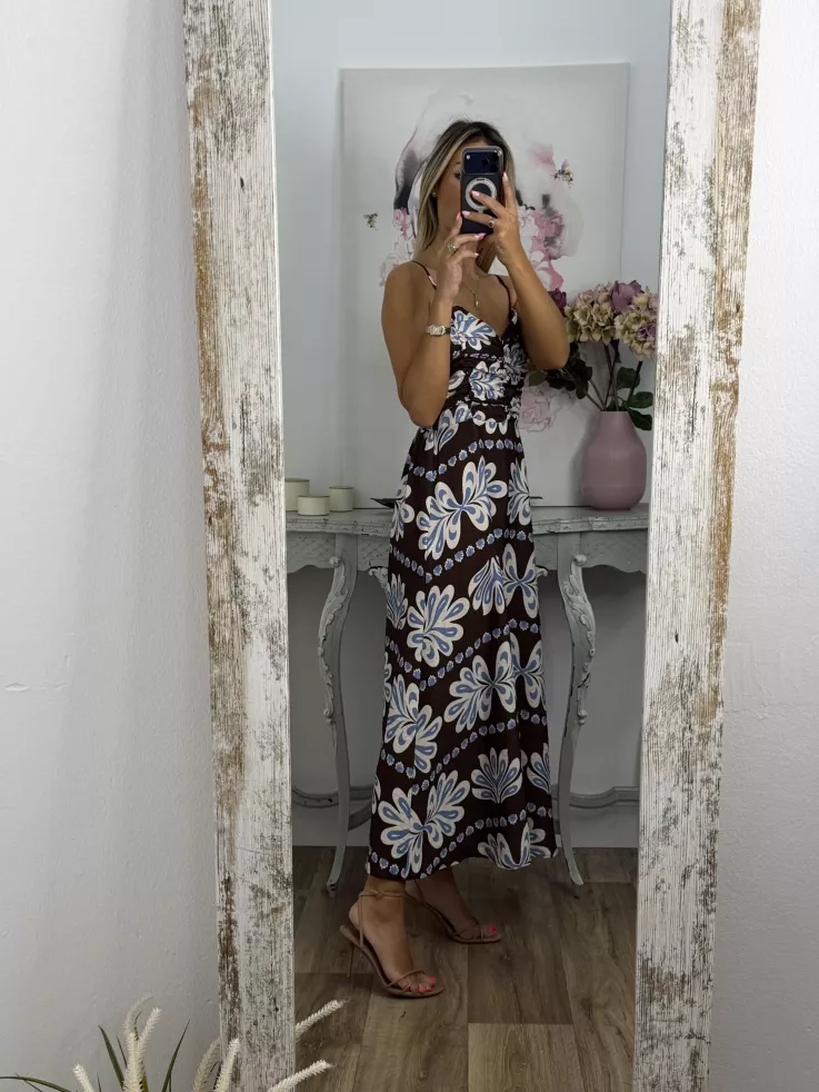 Vestido Perú chocolate y azul