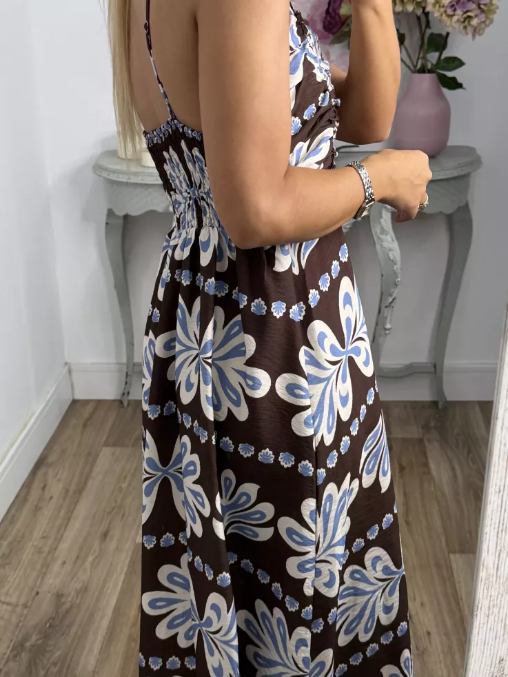 Vestido Perú chocolate y azul