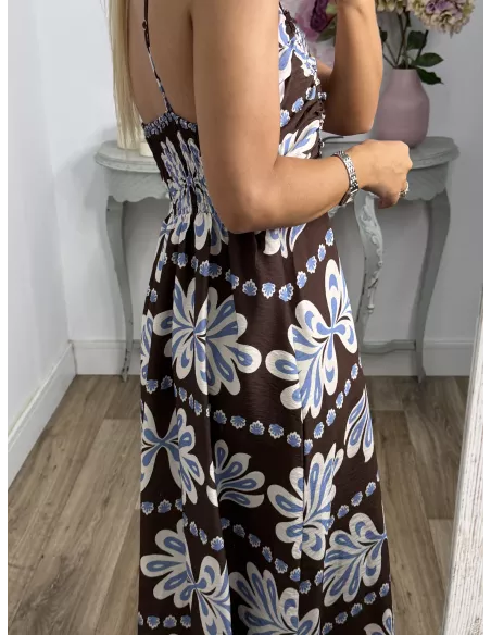 Vestido Perú chocolate y azul