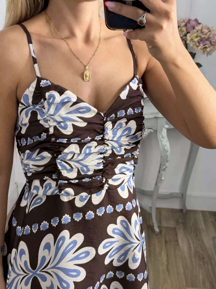 Vestido Perú chocolate y azul