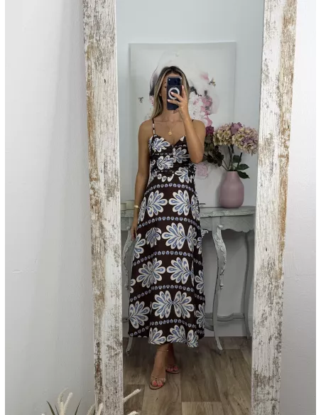Vestido Perú chocolate y azul