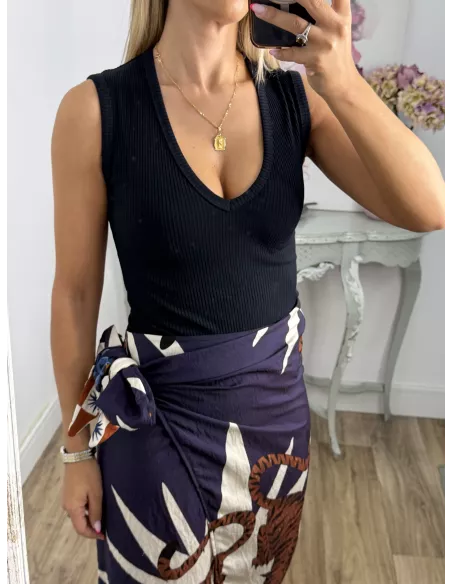 Falda pareo tiger azul marino