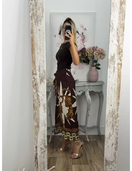 Falda pareo tiger choco