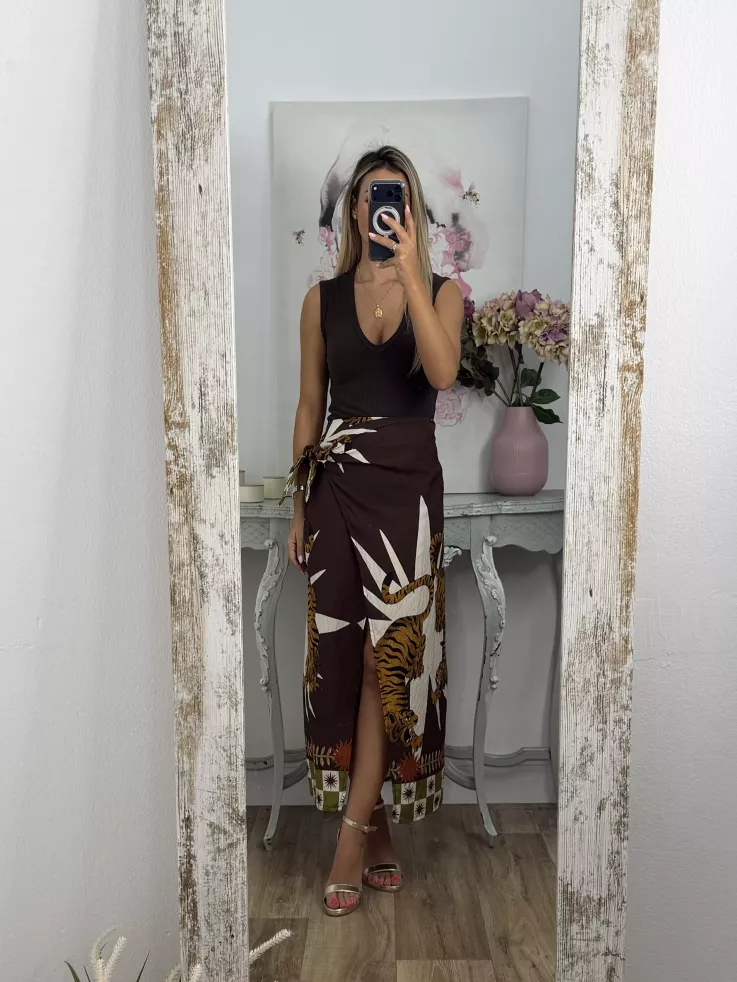 Falda pareo tiger choco