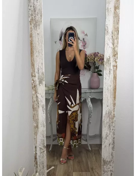 Falda pareo tiger choco