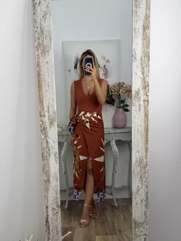 Falda pareo tiger teja