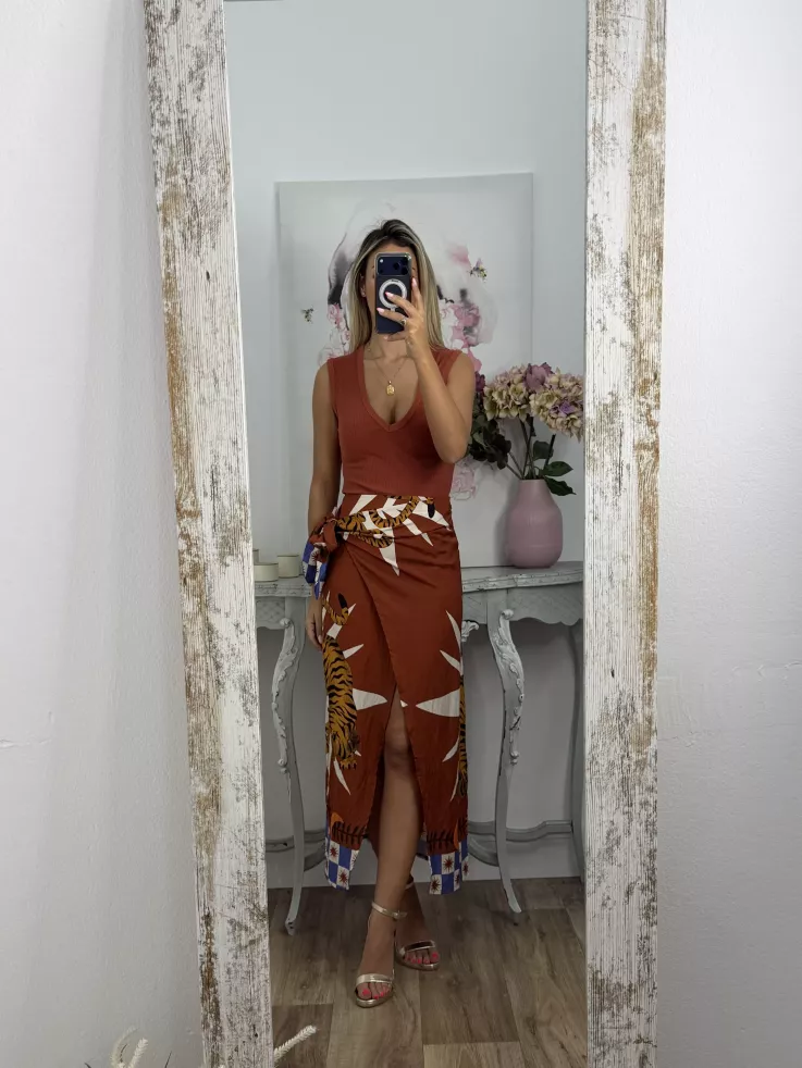 Falda pareo tiger teja
