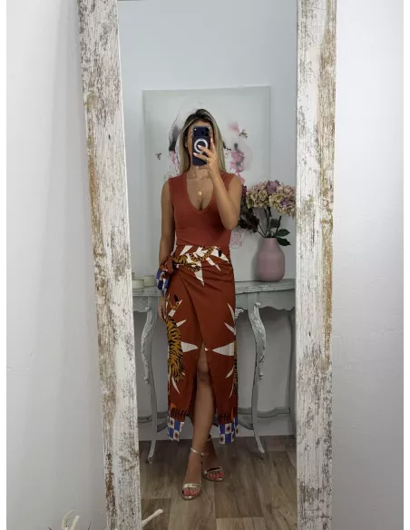 Falda pareo tiger teja