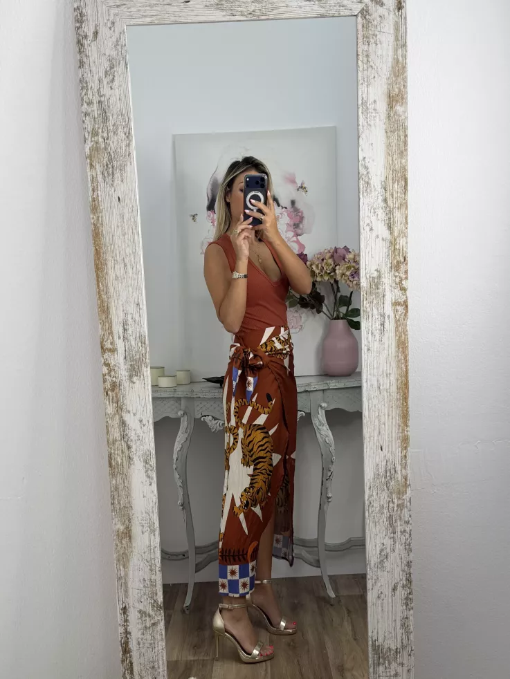 Falda pareo tiger teja