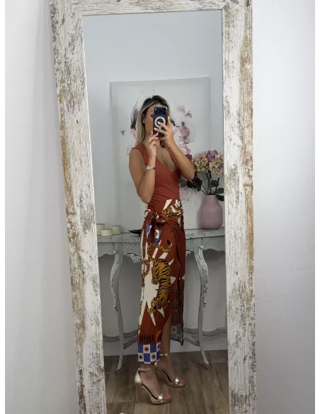 Falda pareo tiger teja