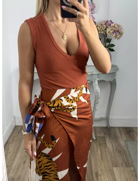 Falda pareo tiger teja