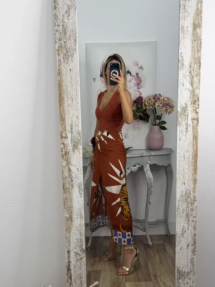 Falda pareo tiger teja