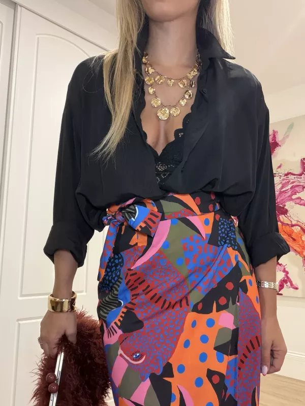 Camisa oversize fluida negra