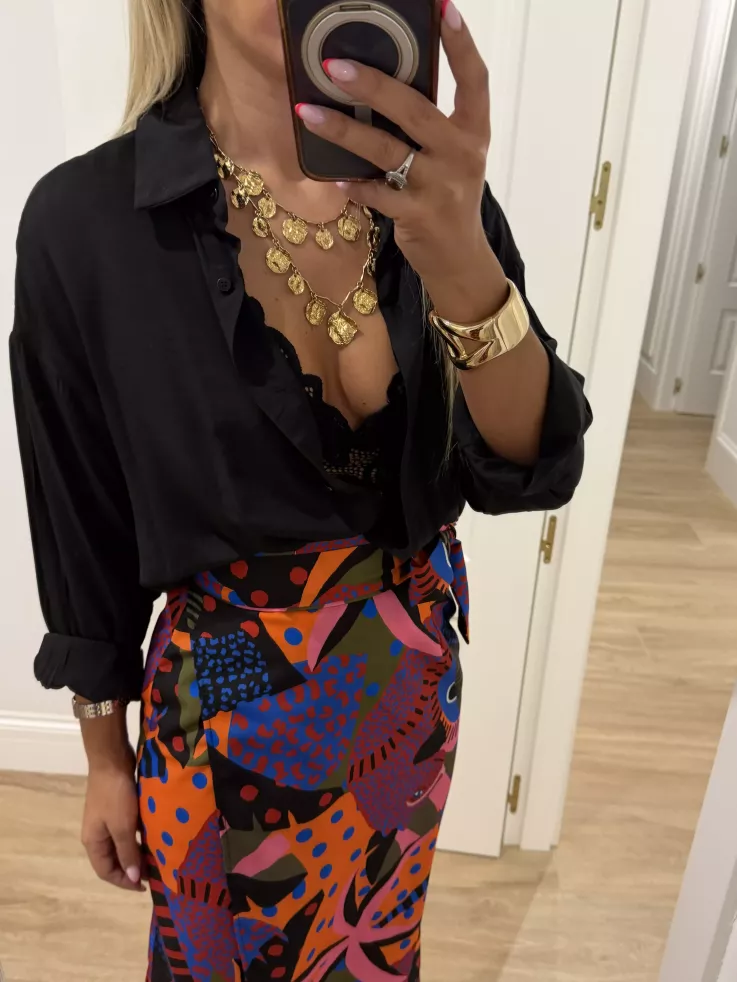 Camisa oversize fluida negra