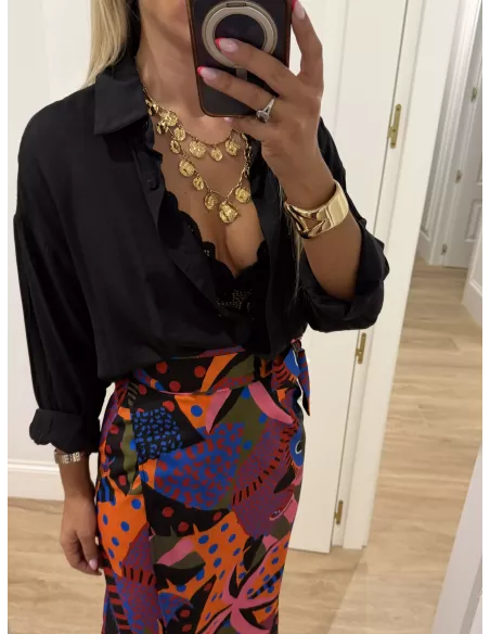 Camisa oversize fluida negra