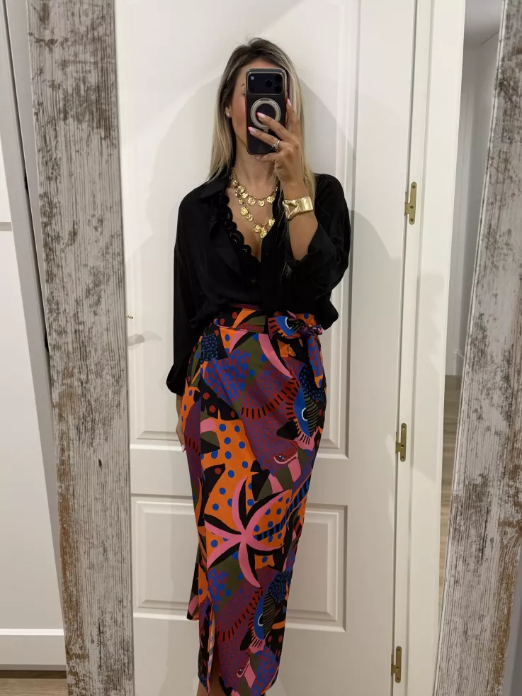 Falda pareo México estampada