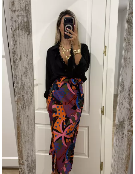 Falda pareo México estampada