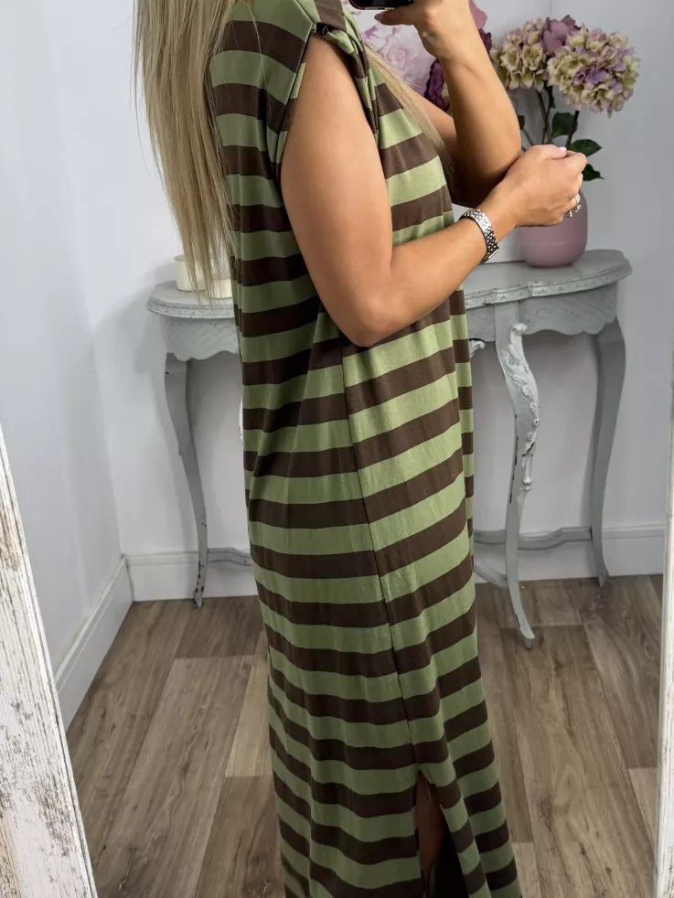 Vestido Trendy rayas verde y marrón