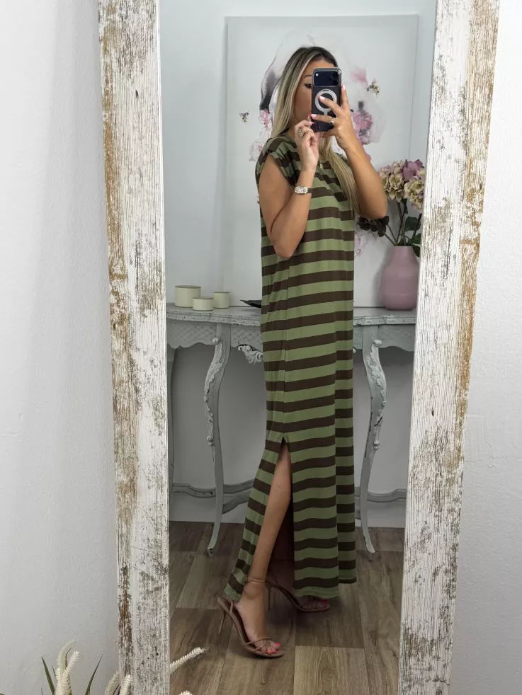 Vestido Trendy rayas verde y marrón