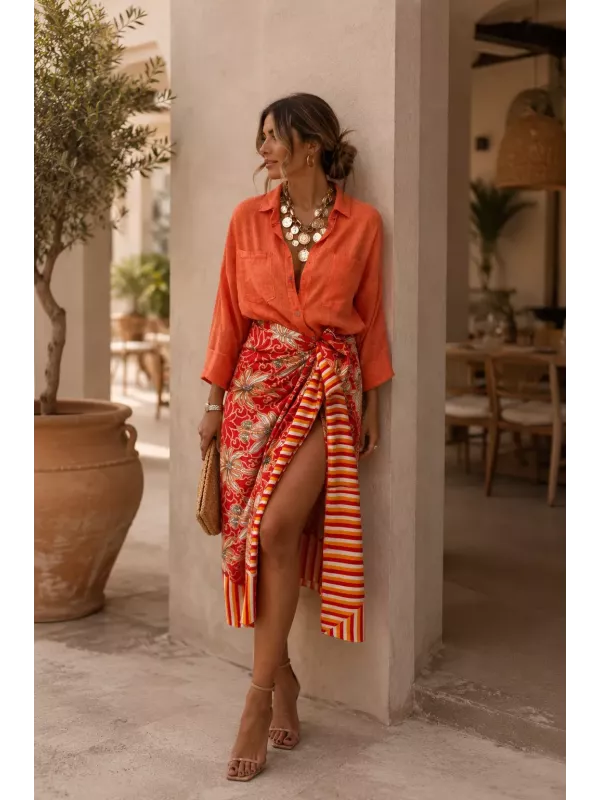 Pareo Palmera rojo