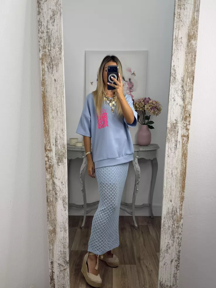 Falda Menorca de punto azul