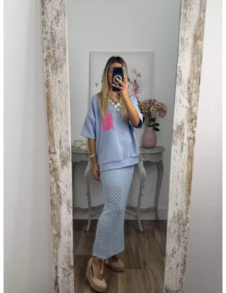Falda Menorca de punto azul