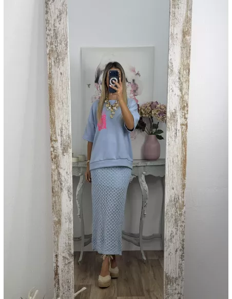 Falda Menorca de punto azul